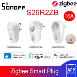 Sonoff-接続されたプラグs26r2zb/s/en zigbee,ワイヤレスアウトレット,16A,リモートアプリケーション,Alexa,Google Homeと互換性があります