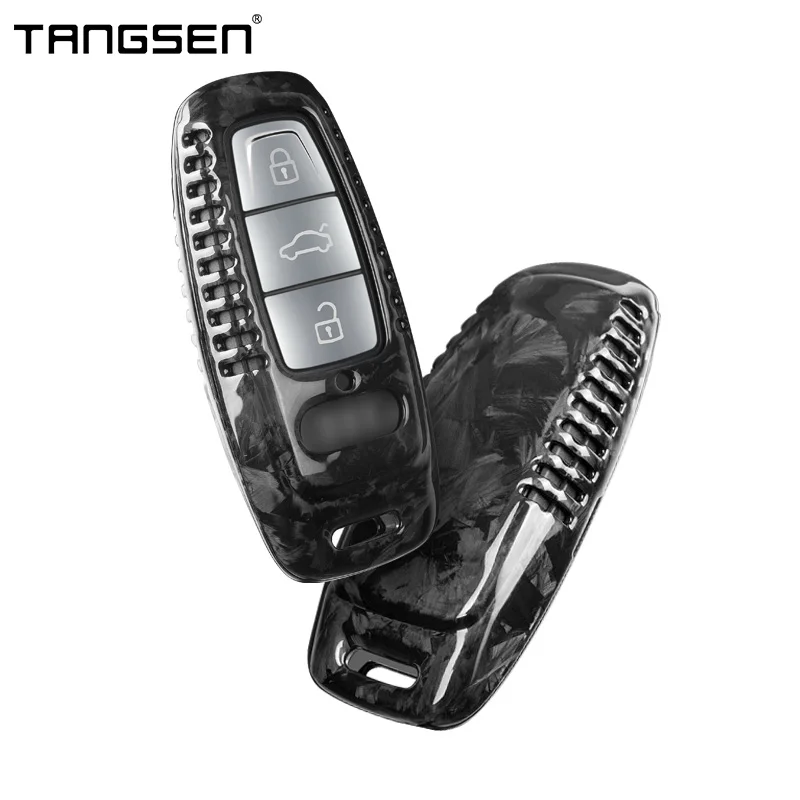 

TANGSEN Carbon Fiber Car Key Case Cover Suitable For Audi New A3 A6 A7 A8 E-Tron RS6 RS7 Q7 Q8 Car Key Protection Accessories