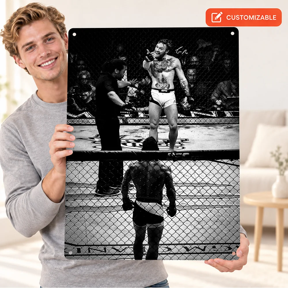Conor McGregor Printed Poster Personalized Aluminum Metal Sign Photo Collage Wall Art For Home Office Combat Sports Fan Gift