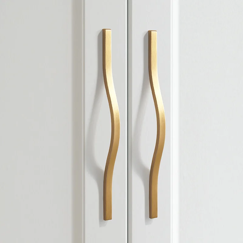 Aluminum Alloy Black Cabinet Door Handles Curved Wardrobe Pulls Drawer Cabinet Handles 180mm-500mm Furniture Handles Hardware