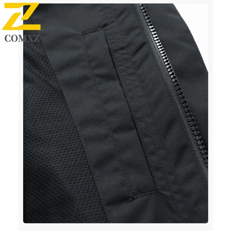 سترة مميزة بغطاء للرأس من COMXZ للرجال للتنزه في الهواء الطلق ومقاومة للرياح معطف دراجة نارية على طراز الشارع الحضري ملابس خريف جديدة خفيفة #6