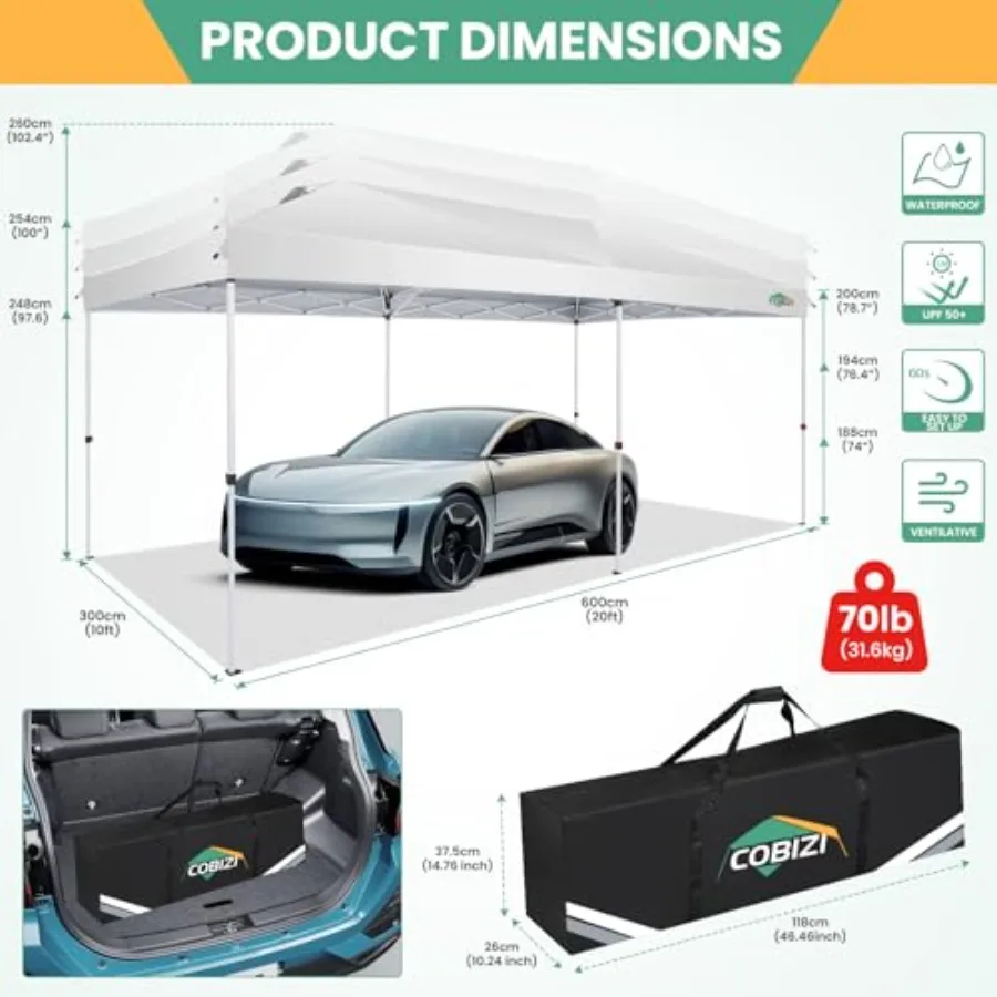 Pop Up Canopy Tent with One Push, 6 Removable Sidewalls
