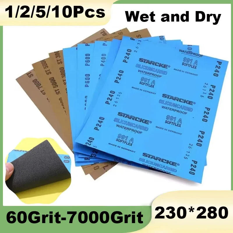60-7000 Grit SandPapers 230*280mm Wet and Dry Polishing Sanding Wet/dry Abrasive Sandpaper Paper Sheets Surface Finishing Made