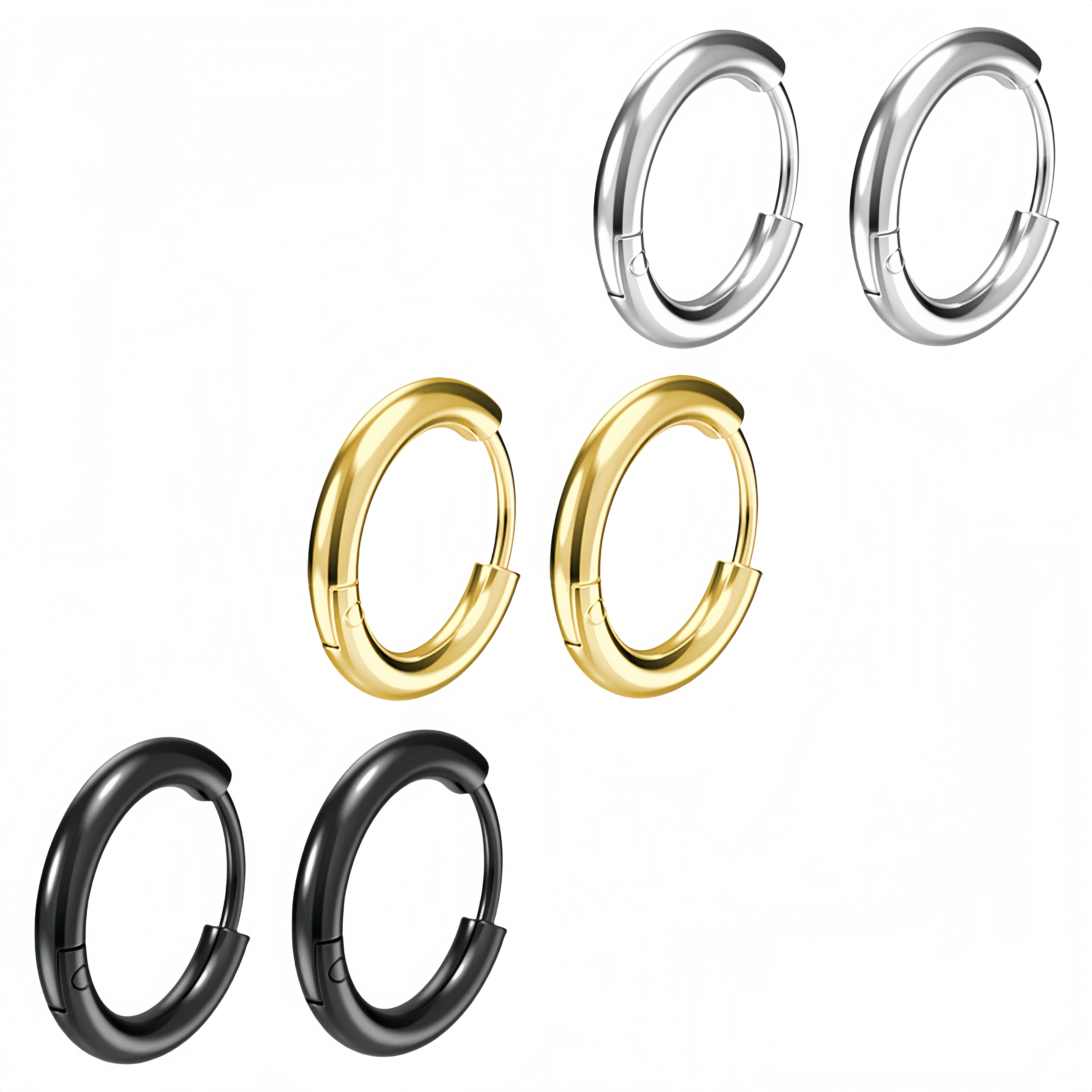 8-20mm Punk Kleine Runde Edelstahl Creolen Für Männer Frau Schwarz Minimalistischen Party Y2k Piercing Ohr schmuck Zubehör
