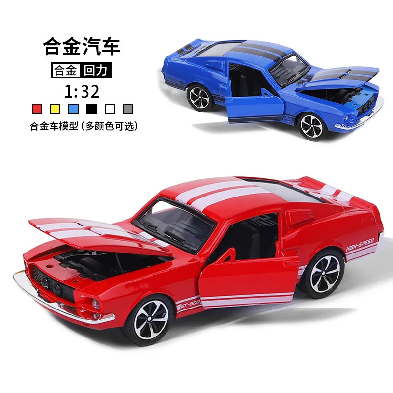 1:32 Diecast Alloy Ford Mustang Vintage Sports Car Model with Open Doors & Pull-Back Mechanism Collectible Gift Car Enthusiasts