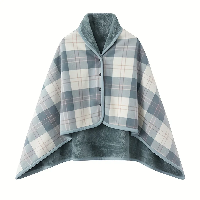 Multifunctional Shawl Blanket With Double Layer Thick Plaid Pattern Polar Fleece Throw Blanket Winter Office Wearable Blanket