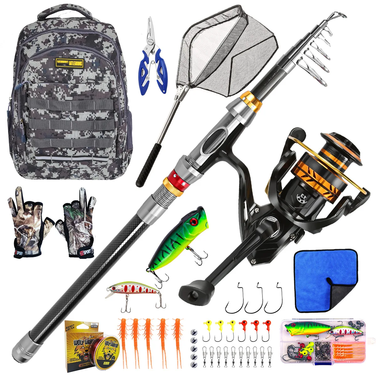 

Lure Fishing Rod Set Sea Fishing with Bait Hard Bait and Soft Bait Set Fishing Gear Accessories