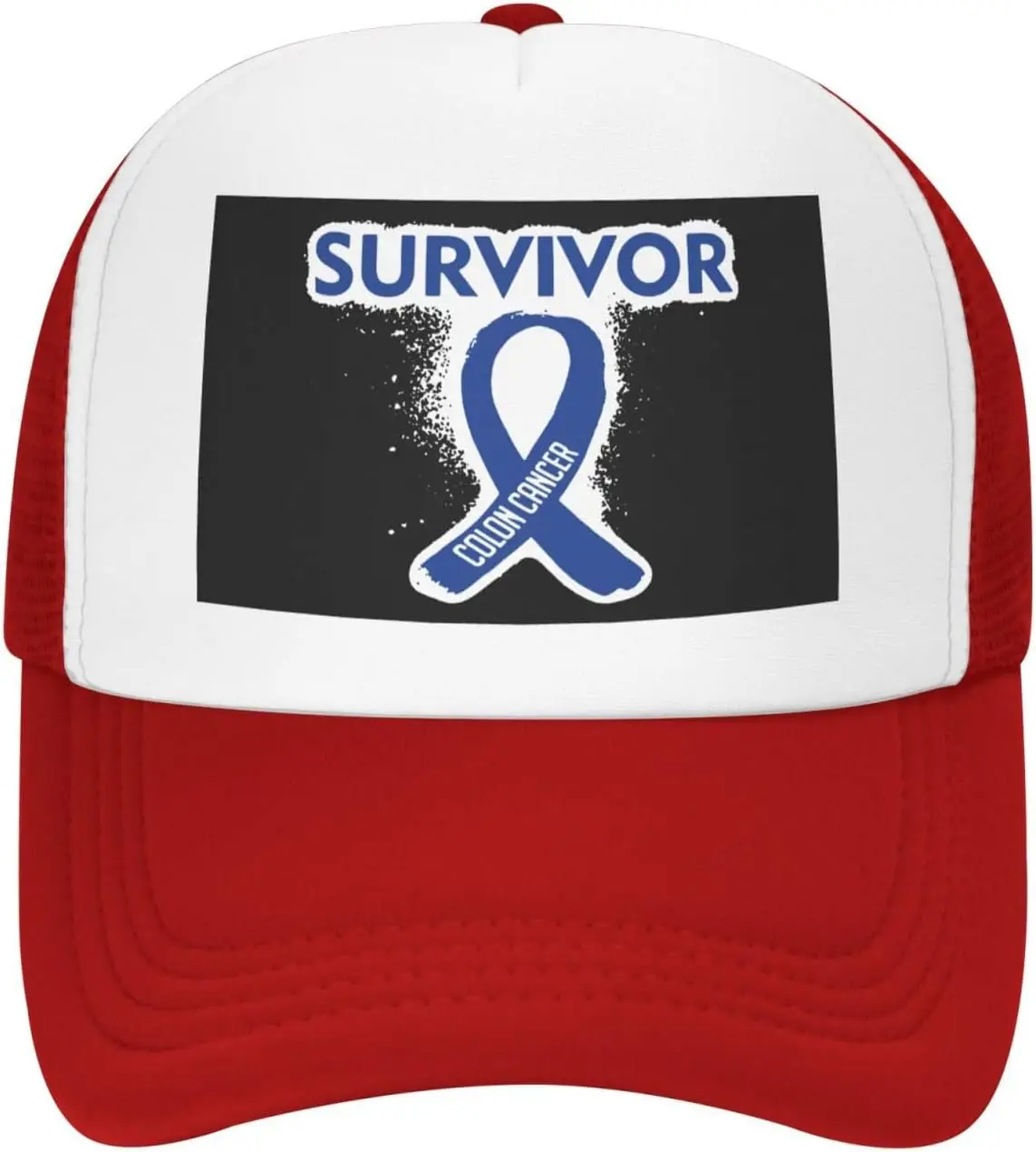 Colon-Cancer-Survivor-Blue-Ribbon-Trucker-Hat-Polyester-Mesh-Snapback-Cap-Unisex-Casual