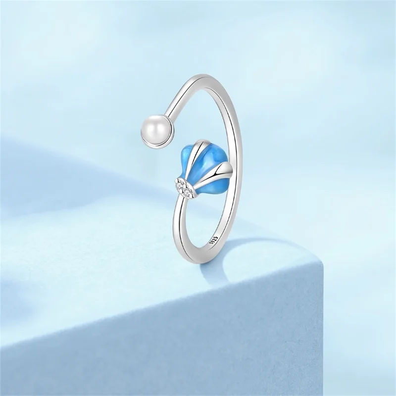 

Hot Sales 925 Sterling Silver Blue Shell Pearl Ring Classic Popular Original For Women Girls Birthday Anniversary Jewelry Gifts