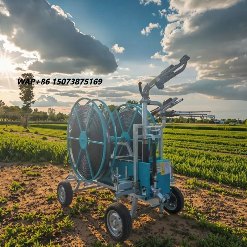 65-200 Digital Anti-Corrosion Metal Small Farm Irrigation System Mobile Water Hose Reel Sprinkler Irrigation Machine