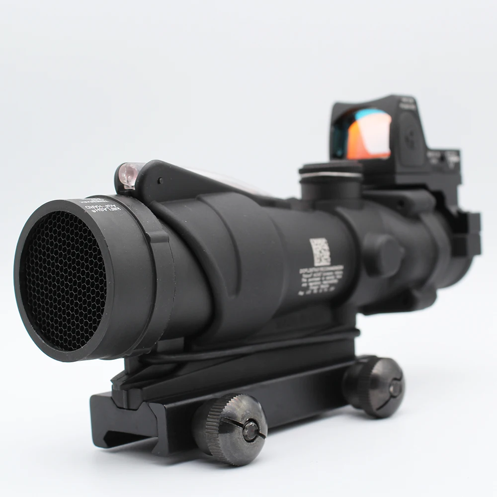 Imagem -03 - Acog Caça Riflescope 4x32 Fibra Iluminada Escopo Chevron Vermelho e Verde Rmr Red Dot Sight Logotipo em Relevo e Kill Flash