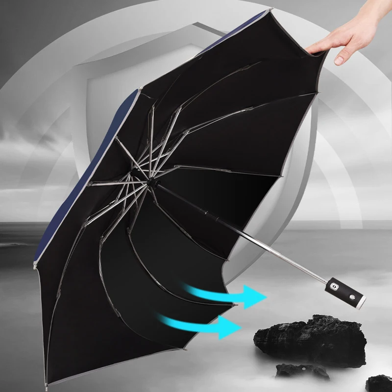 Fully Automatic Sun Protection Umbrella Folding Waterproof Umbrella With LED Flashlight UV Sunshade Rainproof Wind Resistance