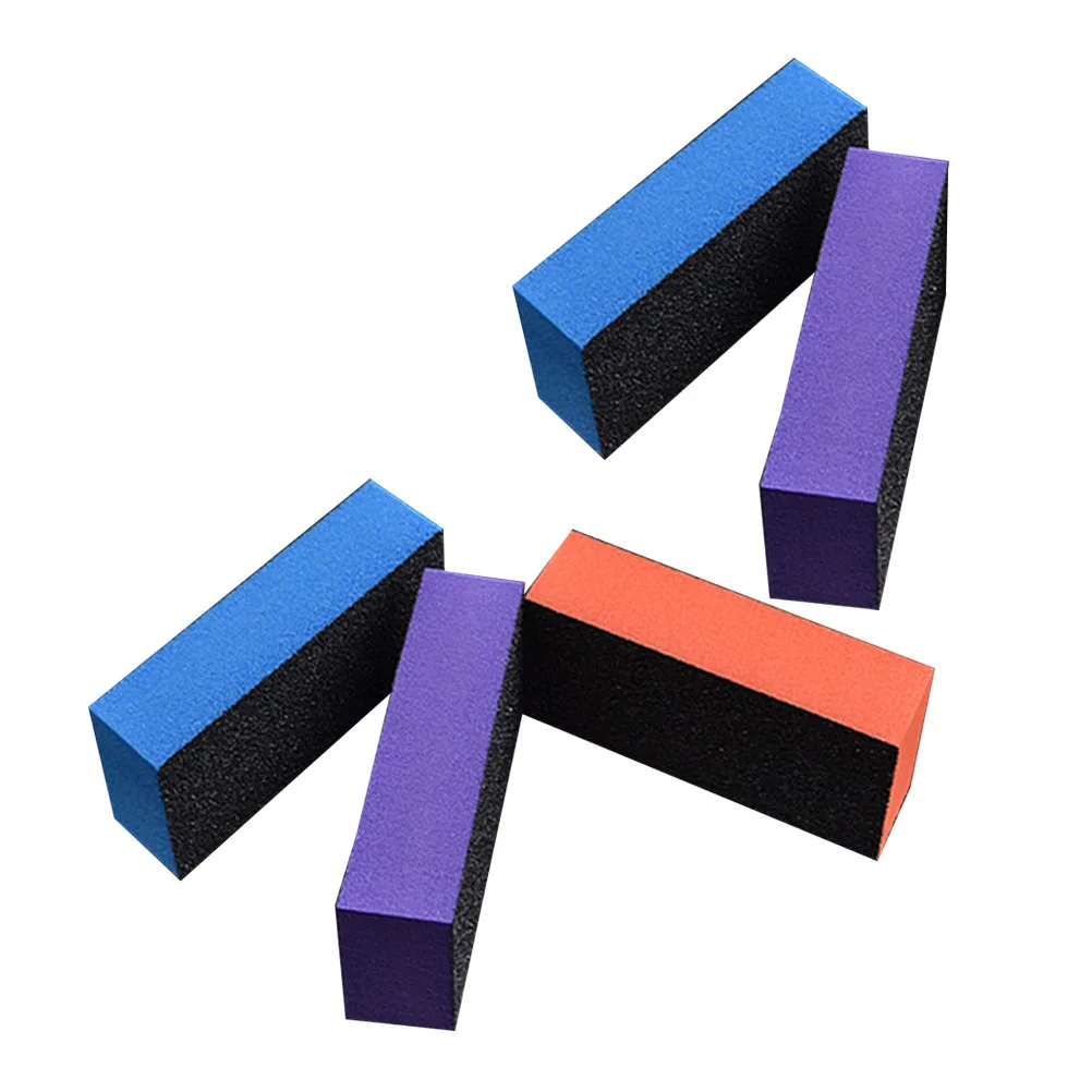 Limes à ongles en éponge à trois faces, outils de manucure professionnels pour le ponçage de la Surface des ongles, élimination du vernis, idéal pour une utilisation en Salon à domicile, 5 pièces