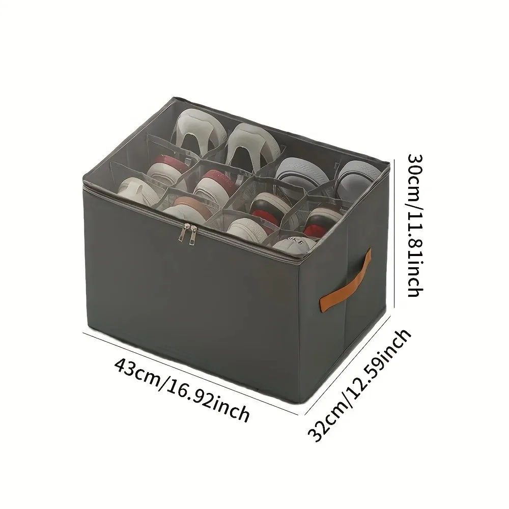 قطعة واحدة من منظم الأحذية القابل للطي مع غطاء، صندوق تخزين قماش أكسفورد مقاوم للغبار لإكسسوارات الملابس والأحذية، تنظيم خزانة المنزل