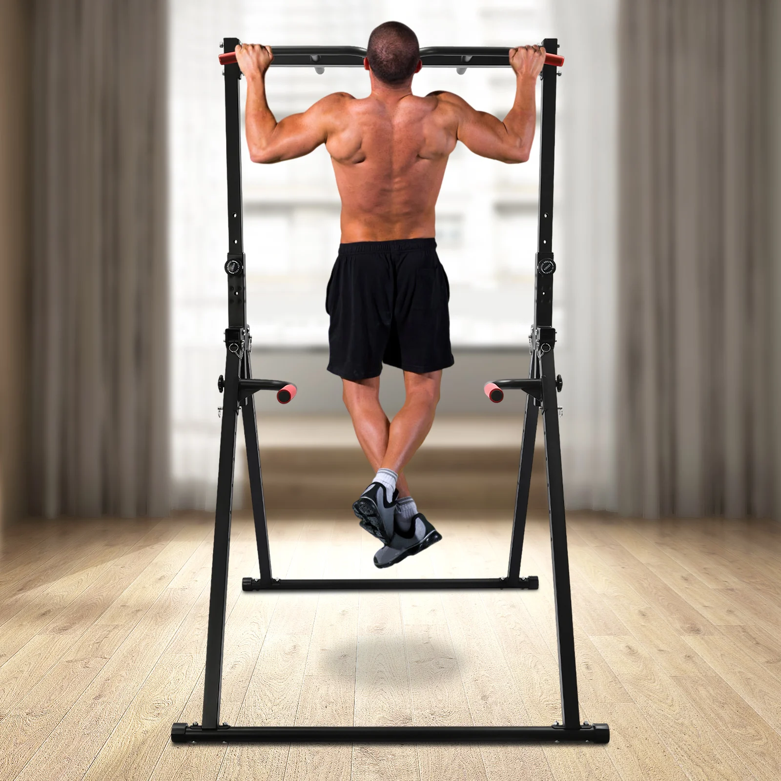 Adjustable Pull Up Bar Dip Station for Home Gym Strength Training Workout 440lbs