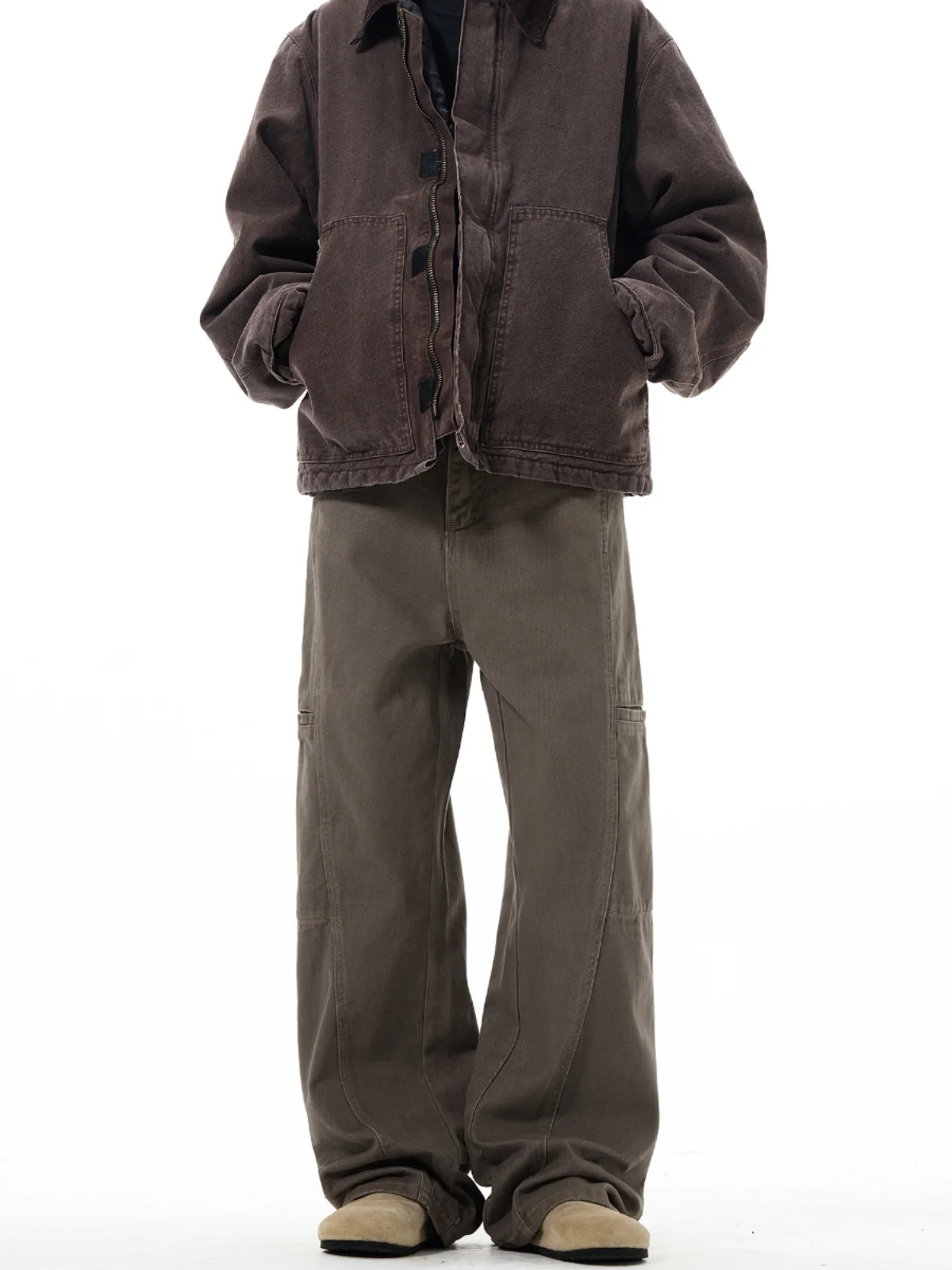 

MADWITCH American Retro Work Pants Loose Jeans Men's Deconstructed Design New Sle Long Trousers Autumn 2023