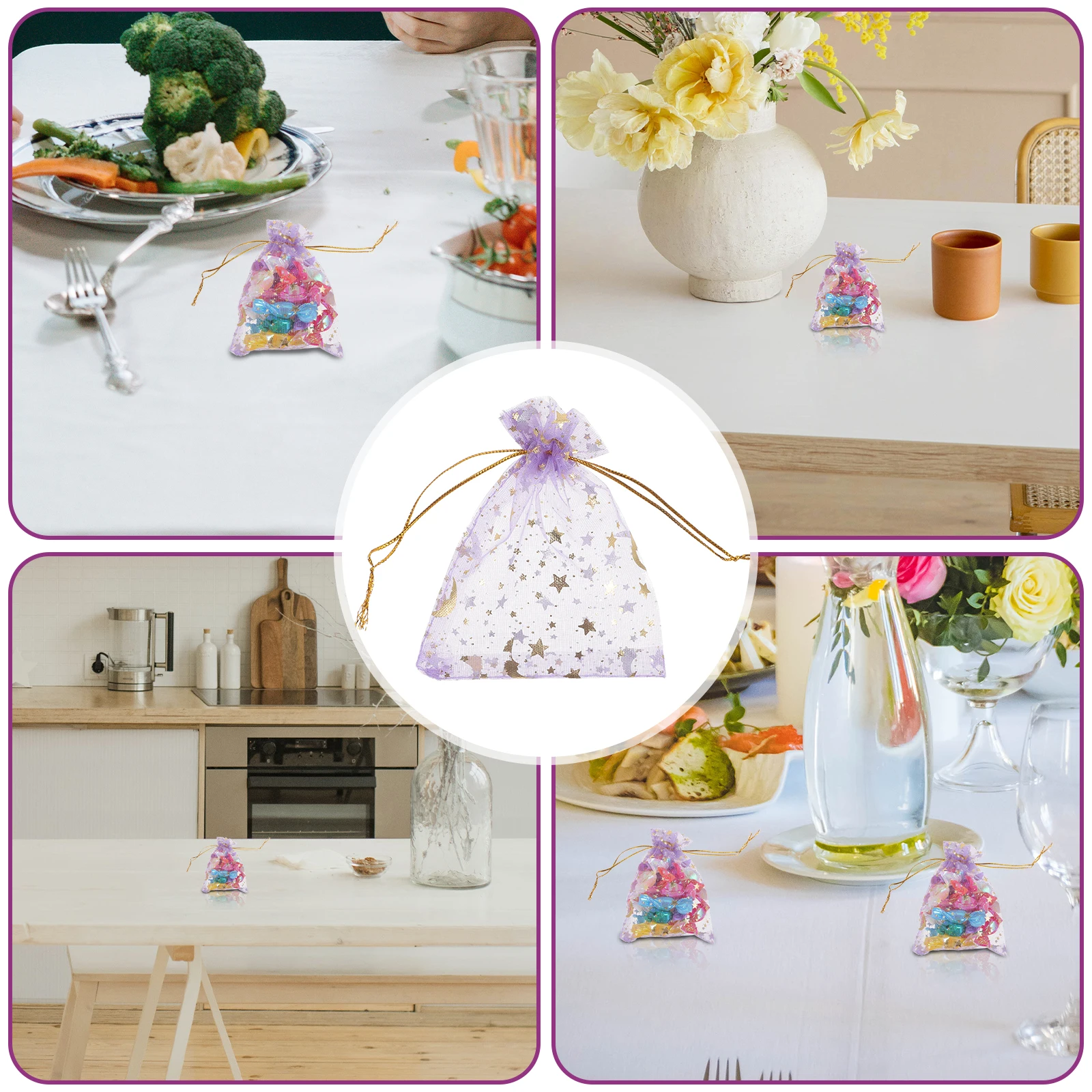 

100pcs Gift Bags Moon Drawstring Small Pouches 9x12cm Wedding Party Favor Jewelry Sachet Bags Lightweight