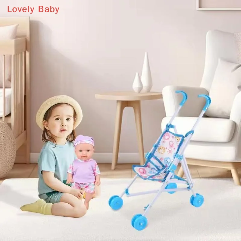【BS】Duurzame Interactieve Poppen Kinderwagen Fantasiespel Speelgoed Stabiele Pop Handkar Plastic Kinderwagen Voor Jongens Meisjes Baby's