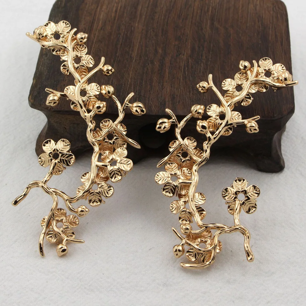 2pair 85x35mm Quality Brass Casted Winter Flower Branches Pendants Stamping Decoration Silver Gold plated DIY Vintage Jewelry