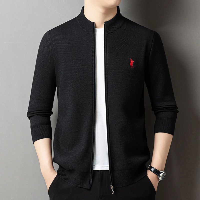 

Knitted Cardigan with Wool for Men Autumn and Winter American Casual Trend Embroidered Versatile Sweater Zipper Men's Coat