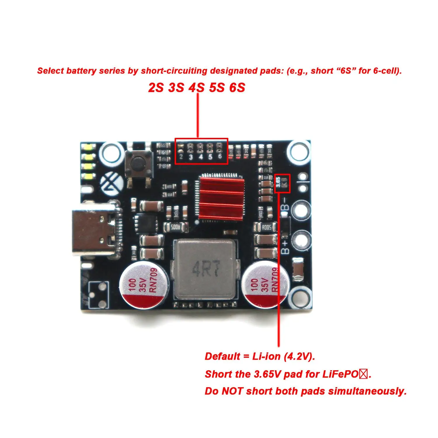45W 2S To 6S Power Bank PD Fast Charging Module PD3.1 USB-C 3S 4S 5S 12V Li‑ion LiFePO4 RC Battery Charger BMS Charge/Discharge