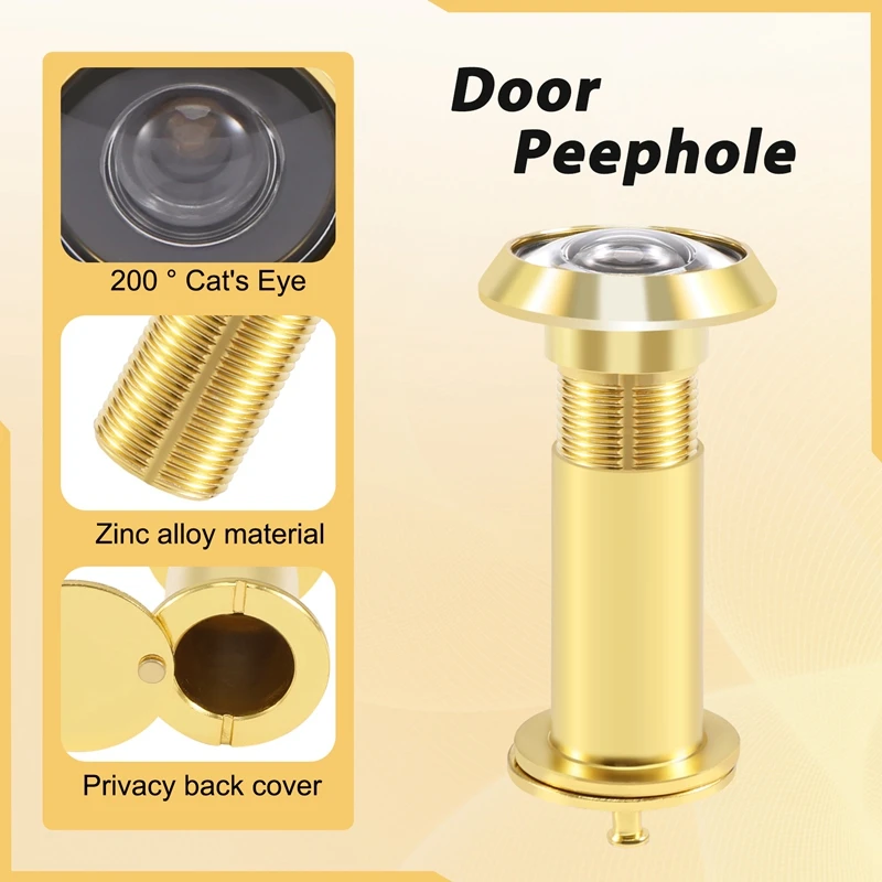 A74E-200 derajat ditarik 36-58mm keamanan pintu Viewer lubang intip Spyhole + penutup, emas