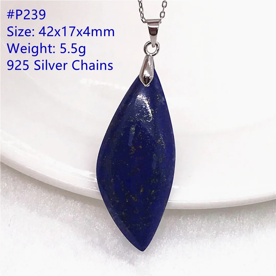 Natural Royal Blue Lapis Lazuli Pendant Necklace Jewelry For Women Men Love Gift Healing Crystal Stone Energy Beads Silver AAAAA