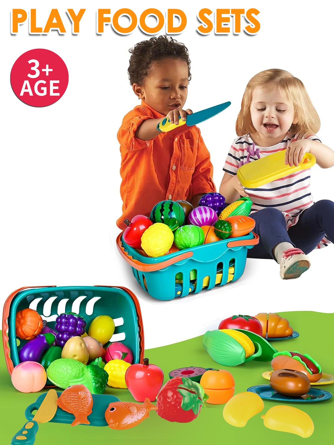 Ensemble de jeux de triage de nourriture pour enfants, jouets d'apprentissage pour garçons et filles, jouets de coupe de nourriture, accessoires de cuisine, 100 pièces