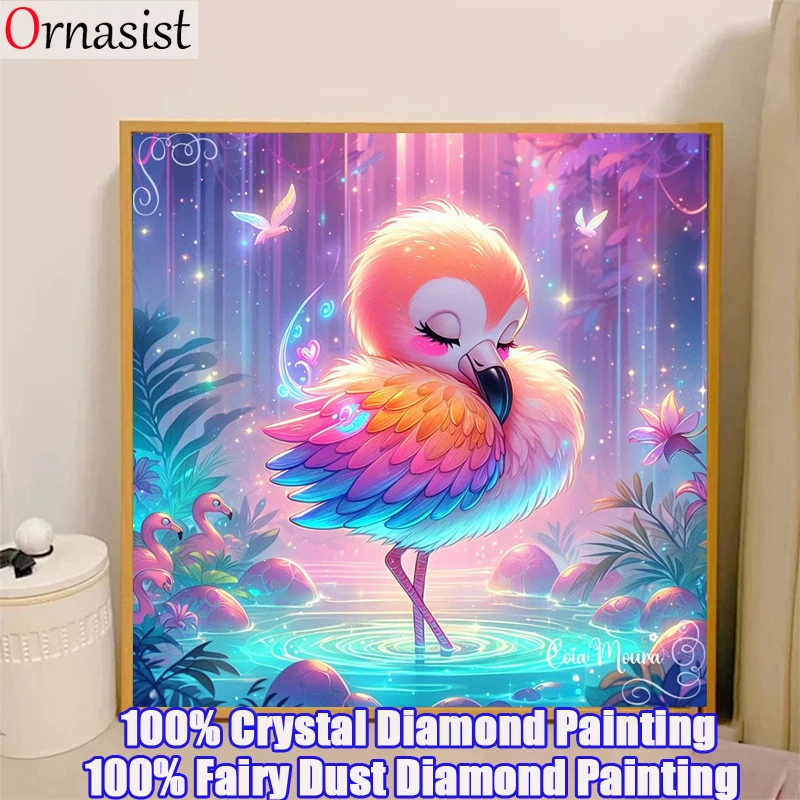 Fairy Dust Drills Flamingo Diamond Mosaic Painting Cross Stitch Kits Birds DIY Diamond Embroidery Crystal Rhinestone Handicraft