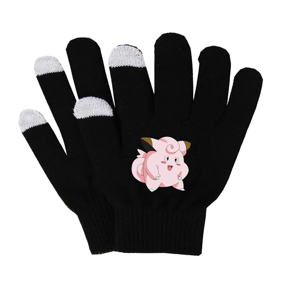 Rękawiczki z dzianiny Pokémon Cartoon Figure Peripheral Kawaii Lightning Mouse Warm Cycling Touch Screen Glove Zimowe akcesoria Prezenty