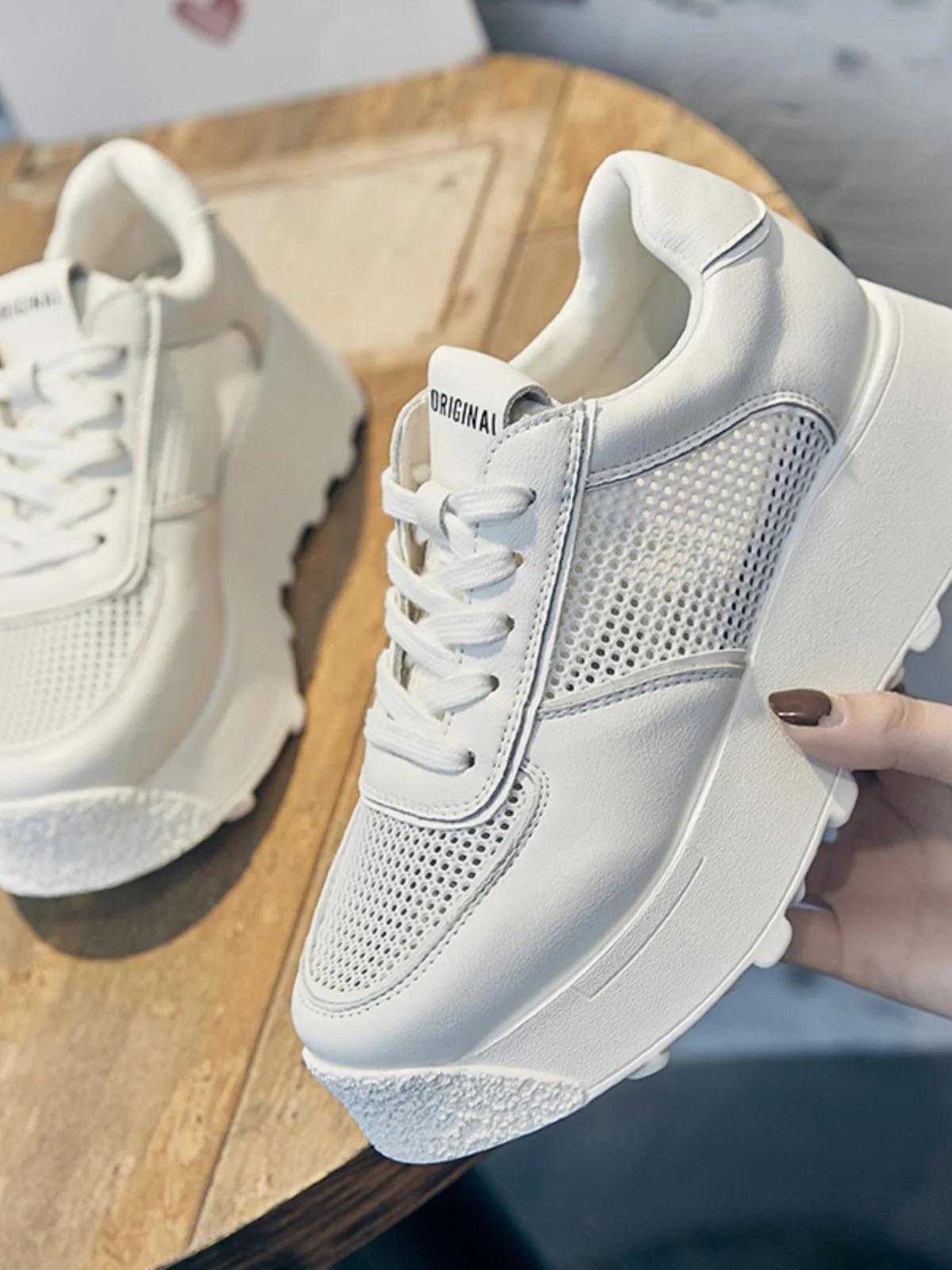 leather-slip-on-sneakers-breathable-mesh-thick-bottom-platform-casual-shoes-women's-summer-new-style-fashionable-korean-style