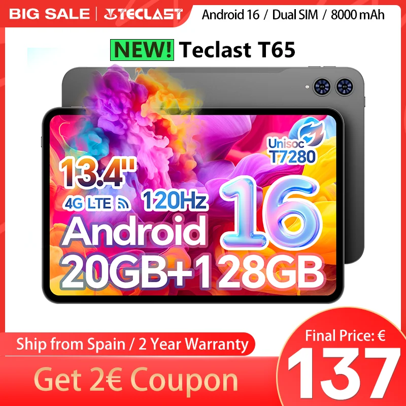 新製品】2025 Teclast T65 13.4インチ Android 16 タブレット