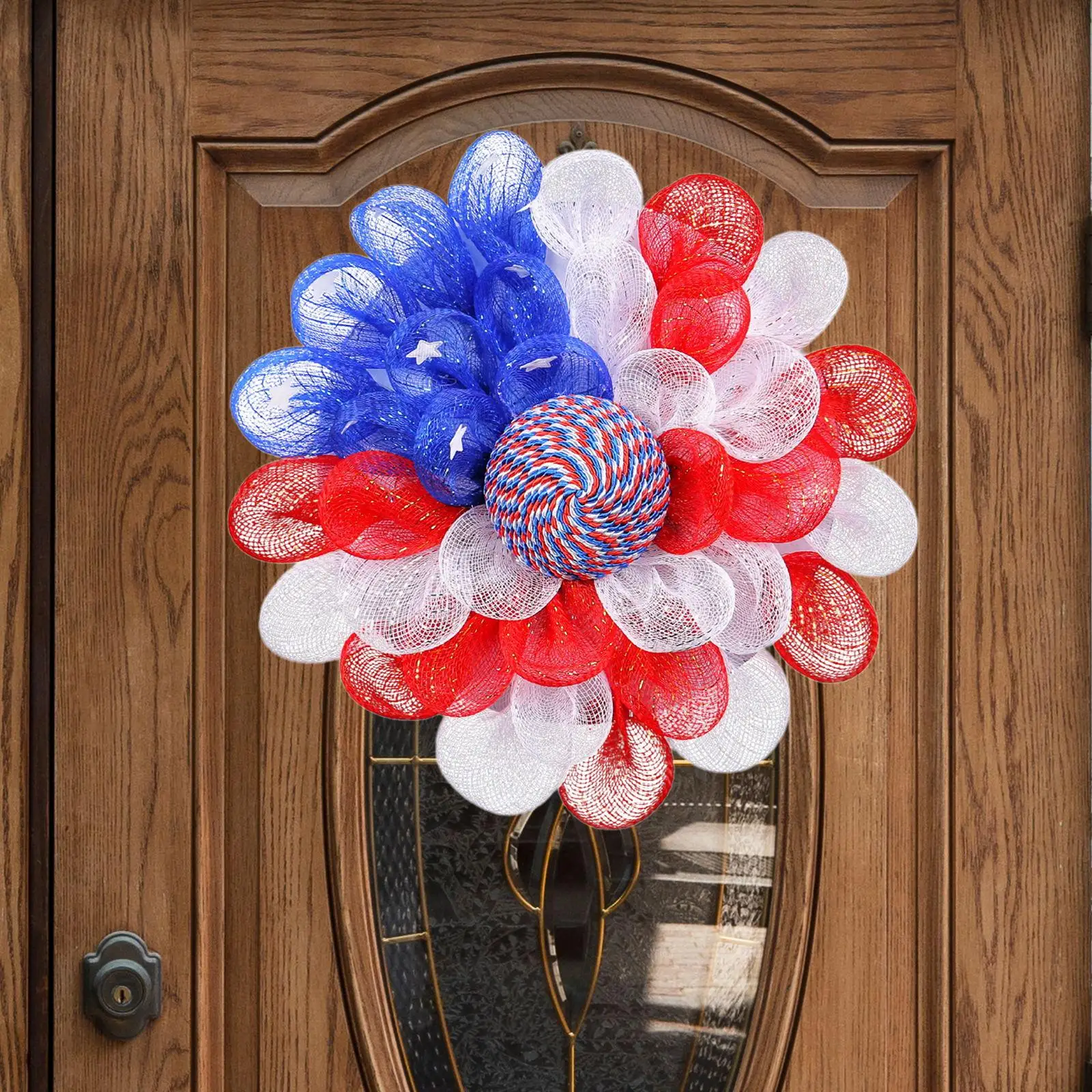 American Patriotic Wreaths Door Sign Artificial Wreath for Front Door Outside Memorial Day Decor Farmhouse Garland Independence
