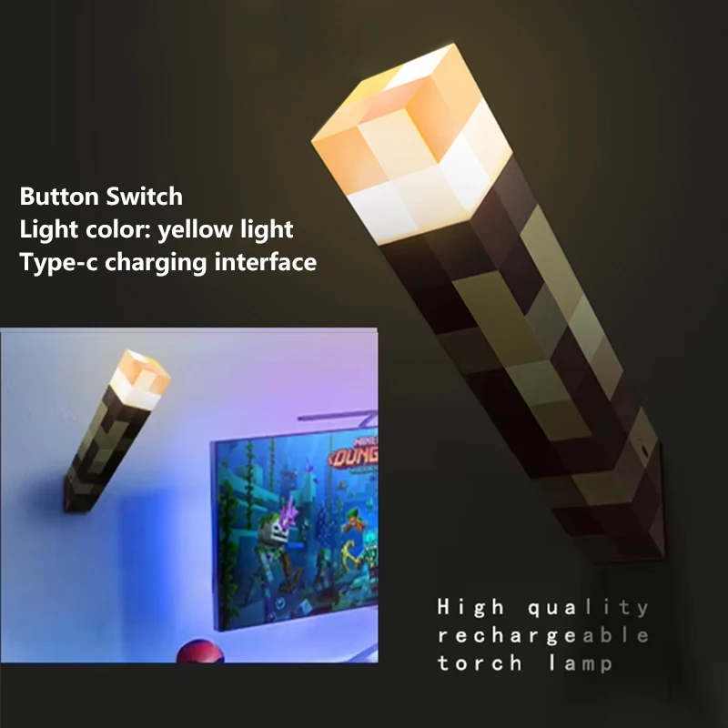 MC เกมไฟฉาย Light Brownstone LED Night Light USB ชาร์จห้องนอนตกแต่งตารางโคมไฟของขวัญโคมไฟสําหรับเด็กโคมไฟข้างเตียง