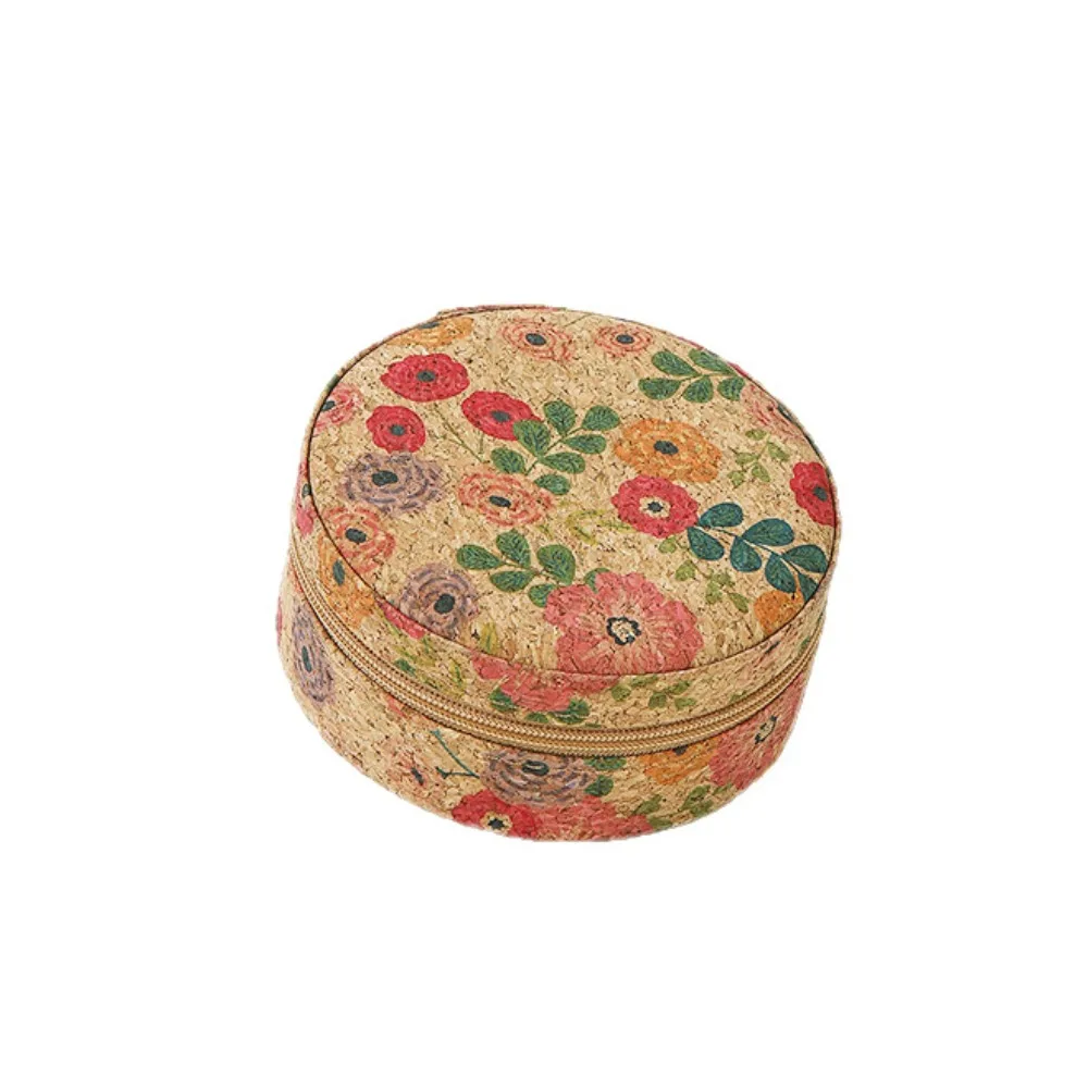

Портативная винтажная коробка для хранения ювелирных изделий в богемном стиле, ожерелье на молнии, чехол для колец, портативный круглый органайзер для сережек для девочек