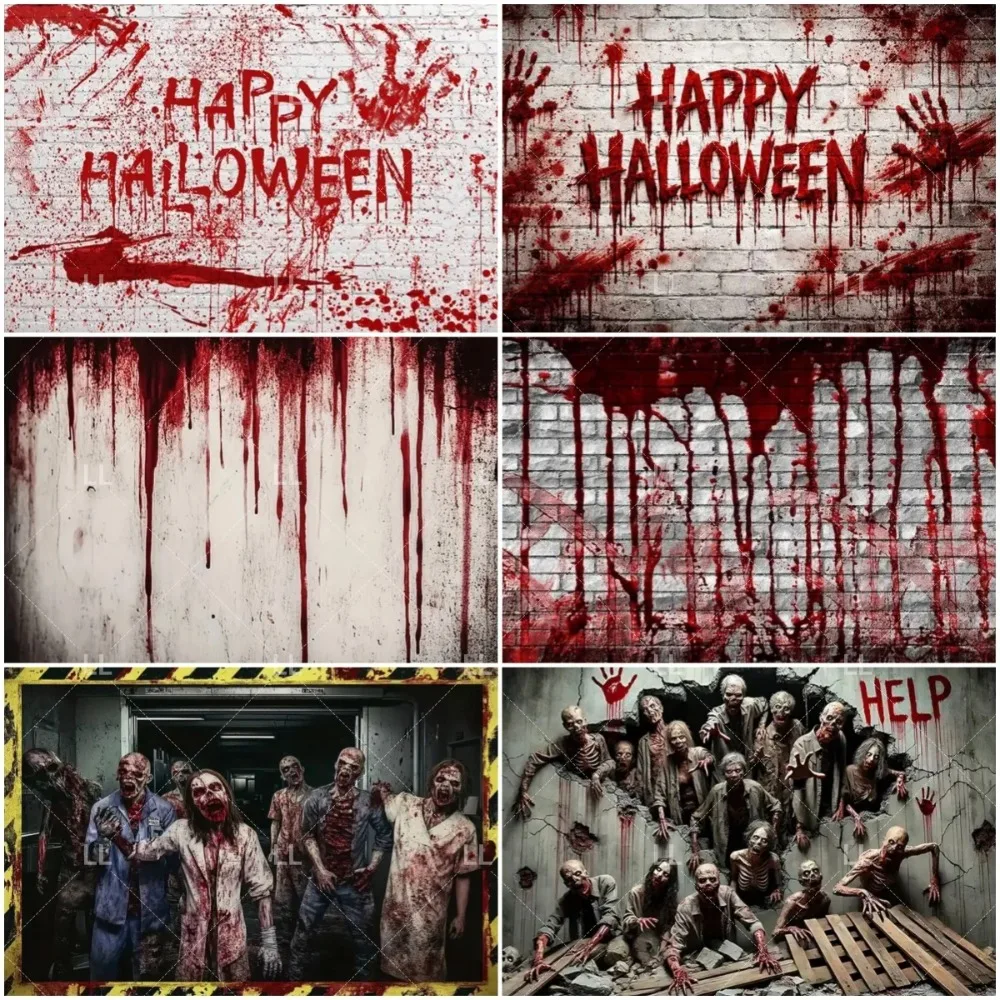 Halloween Ghost Shadow Horror Zombie Bloody Theme Banner Background, Halloween Party, Home Decoration Photography Backdrop Cloth