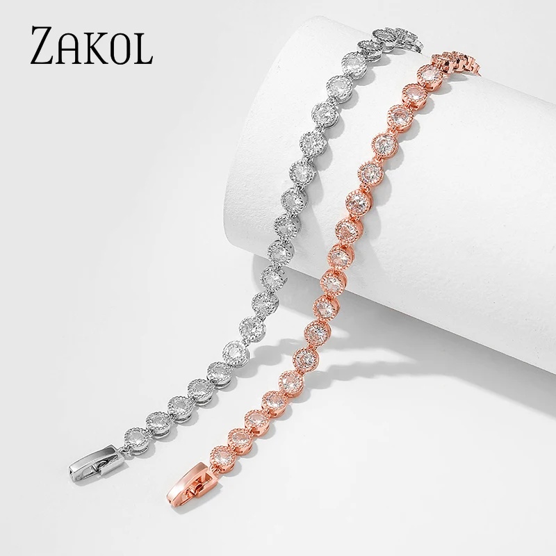 ZAKOL Classic Cubic Zirconia Tennis Bracelets for Women Men Fashion Silver Color Iced Out Chain Crystal Wedding Jewelry