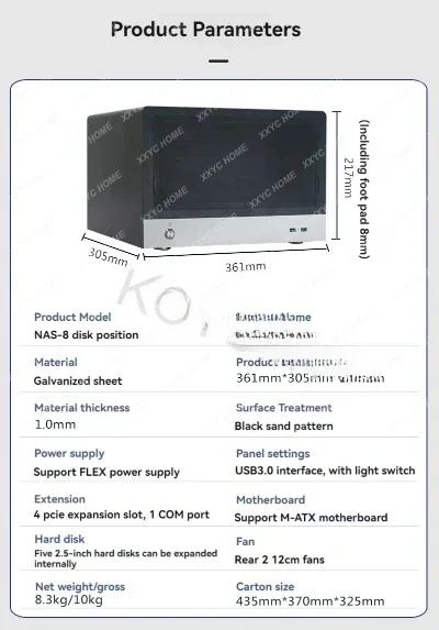 Neue Kantoor Home Storage Hot-Swap Server Chassis Nas Case Sata Backplane USB3.0 Support Matx Motherboard