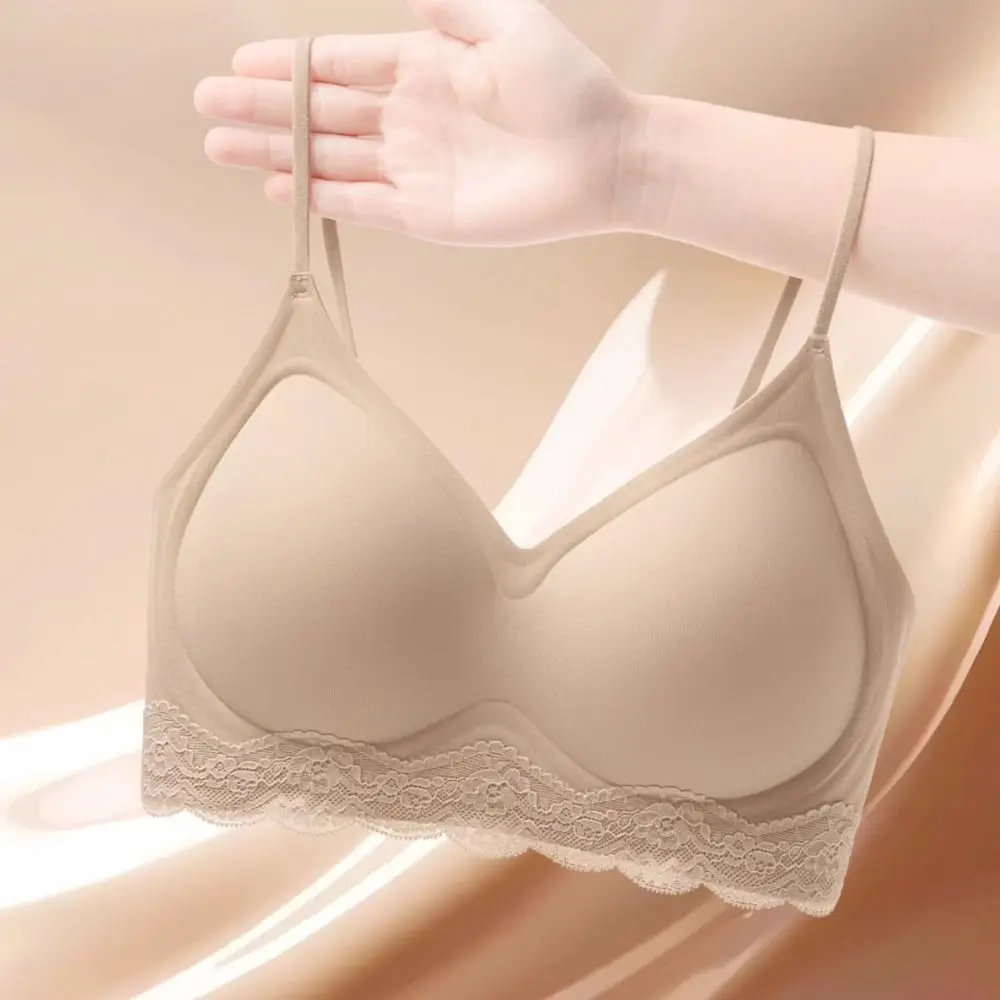 

Sweet Deep V Lace Wireless Bra Shockproof Anti-sagging Underwear for Women Lingerie Push Up Seamless Bra Gifts