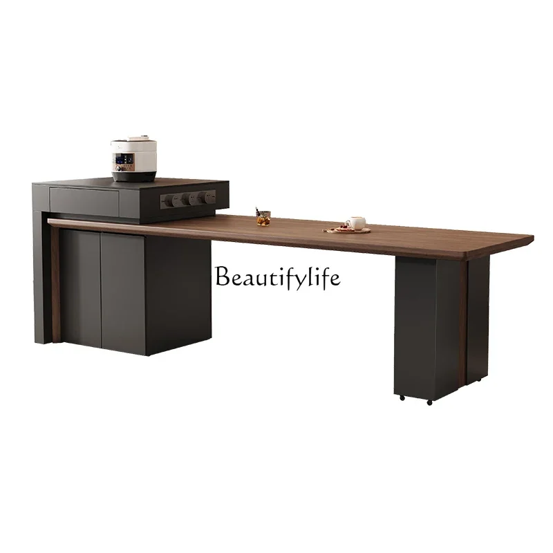 

FG11Modern simple rock slab island dining table integrated retractable home