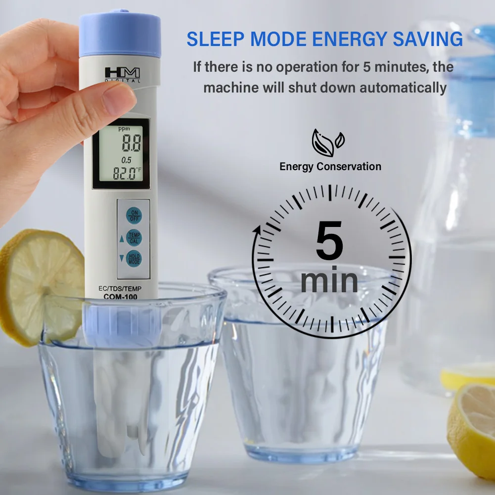 Probador multifuncional de calidad del agua Digital COM100 resistente al agua EC / TDS / Temp con IP67