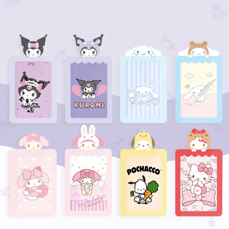 

32pcs/lot Sanrio Melody Cinnamoroll Card Holder Kawaii Kuromi Keyring Bank Card ID Bus Card Holders Keychain Stationery gift