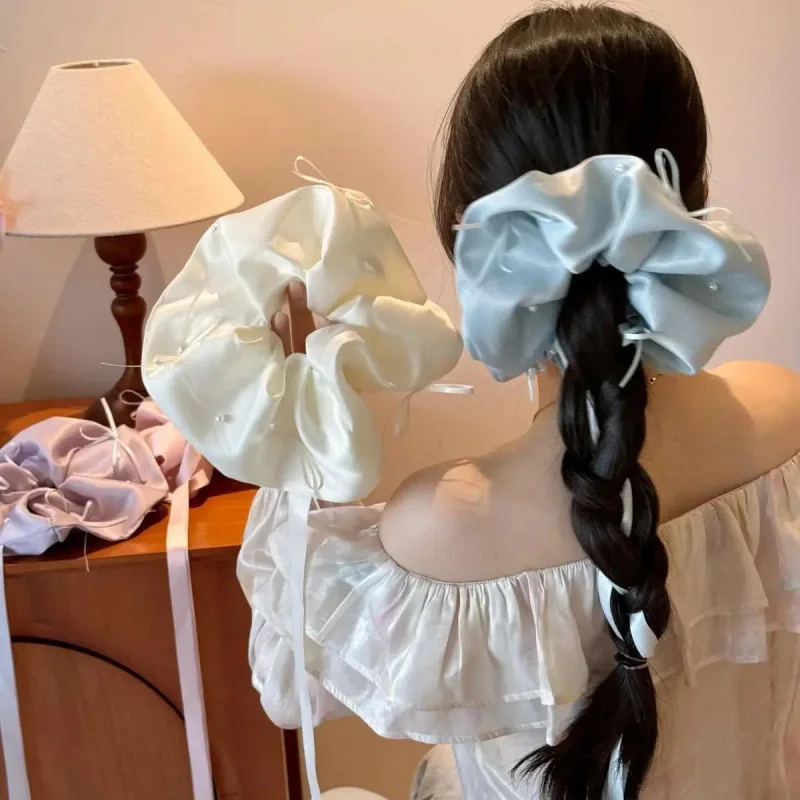 10PCS/LOT Satin Large Butterfly Bow Elastic Hair Tie French High-End Ballet Style Elegant Bridal Wedding Accessories Hair Band