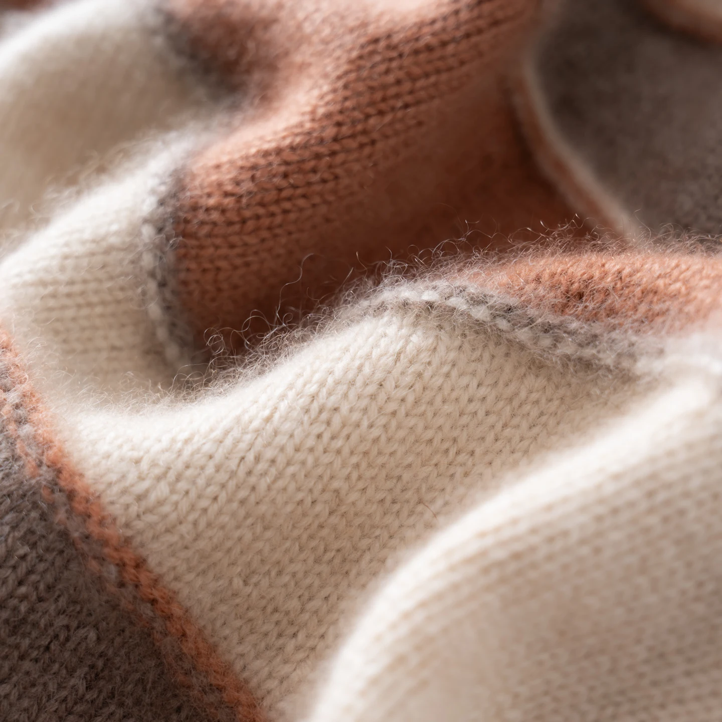 CASHMERE Material Striped Rainbow Beanies For Women Autumn Winter Outdoor Soft Keep Warm Caps Colored Patchwork Knitted Hat