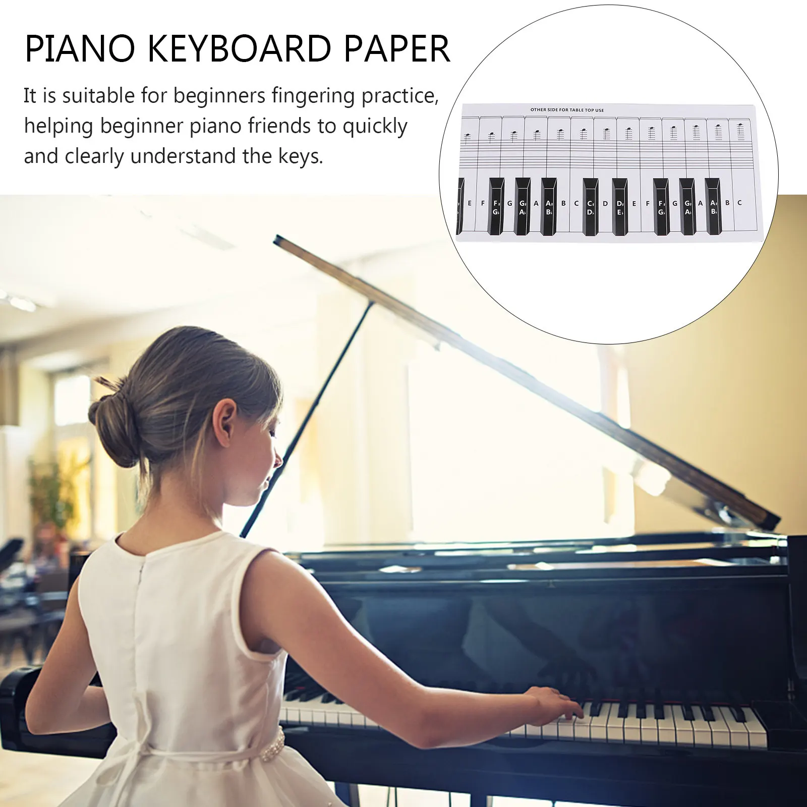 

Бумага для обучения игре на пианино (88 клавиш), водонепроницаемая, нестираемая, с прозрачным фоном, четкая печать, для начинающих, обучающее пособие для детей