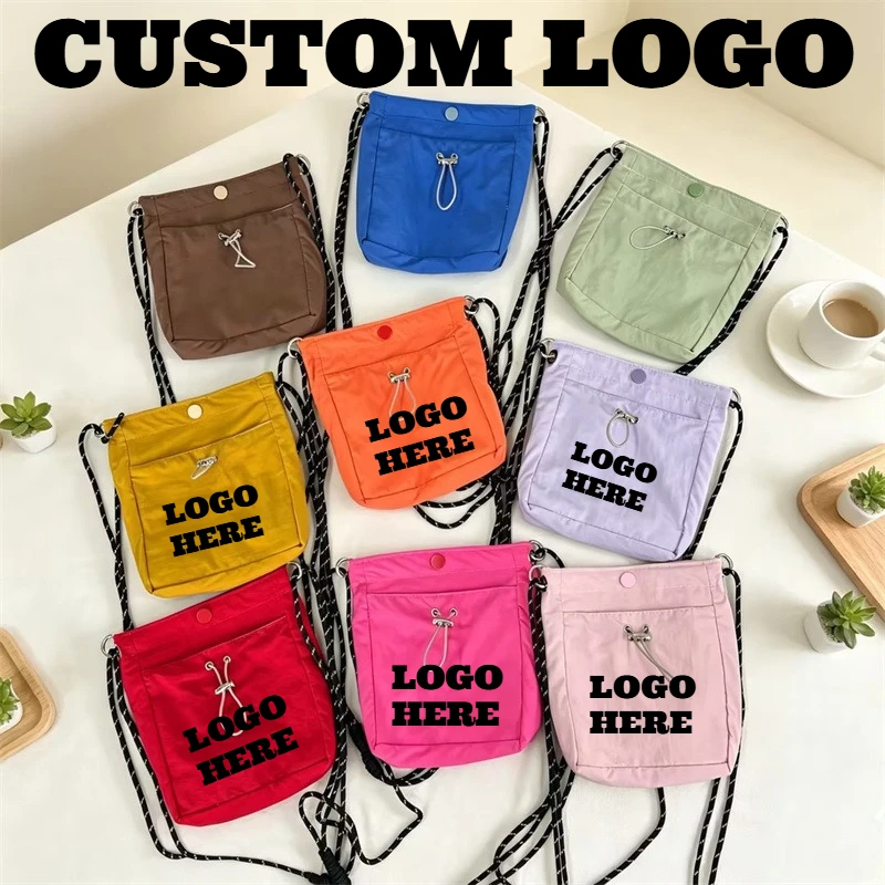 Custom Printed Logo Nylon Mini Crossbody Bag Dopamine Versatile Mobile Phone Bag Casual Outing Carry-on Sundries Canvas Bags