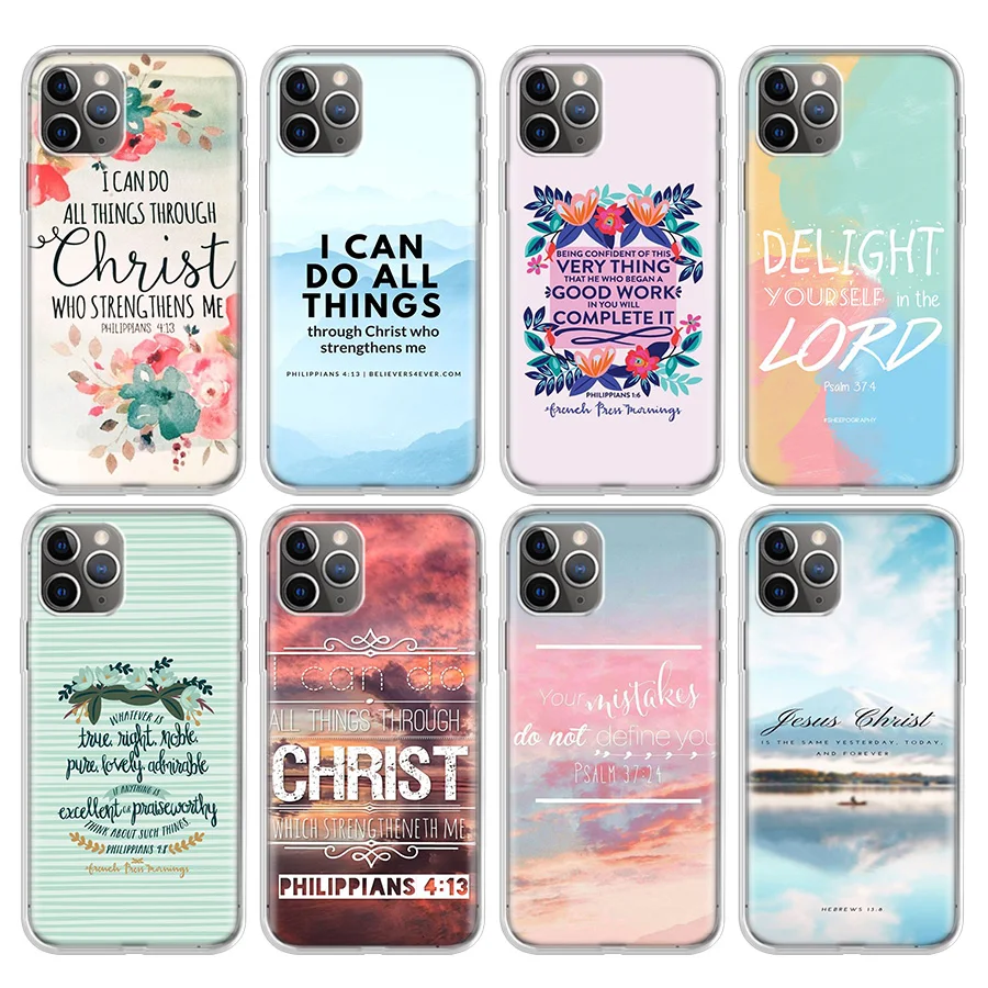 Bible verse Philippians Jesus Christ Christian Phone Case For Apple iPhone 11 13 14 15 16 12 Pro Max SE X XR XS 7 8 Plus Pattern