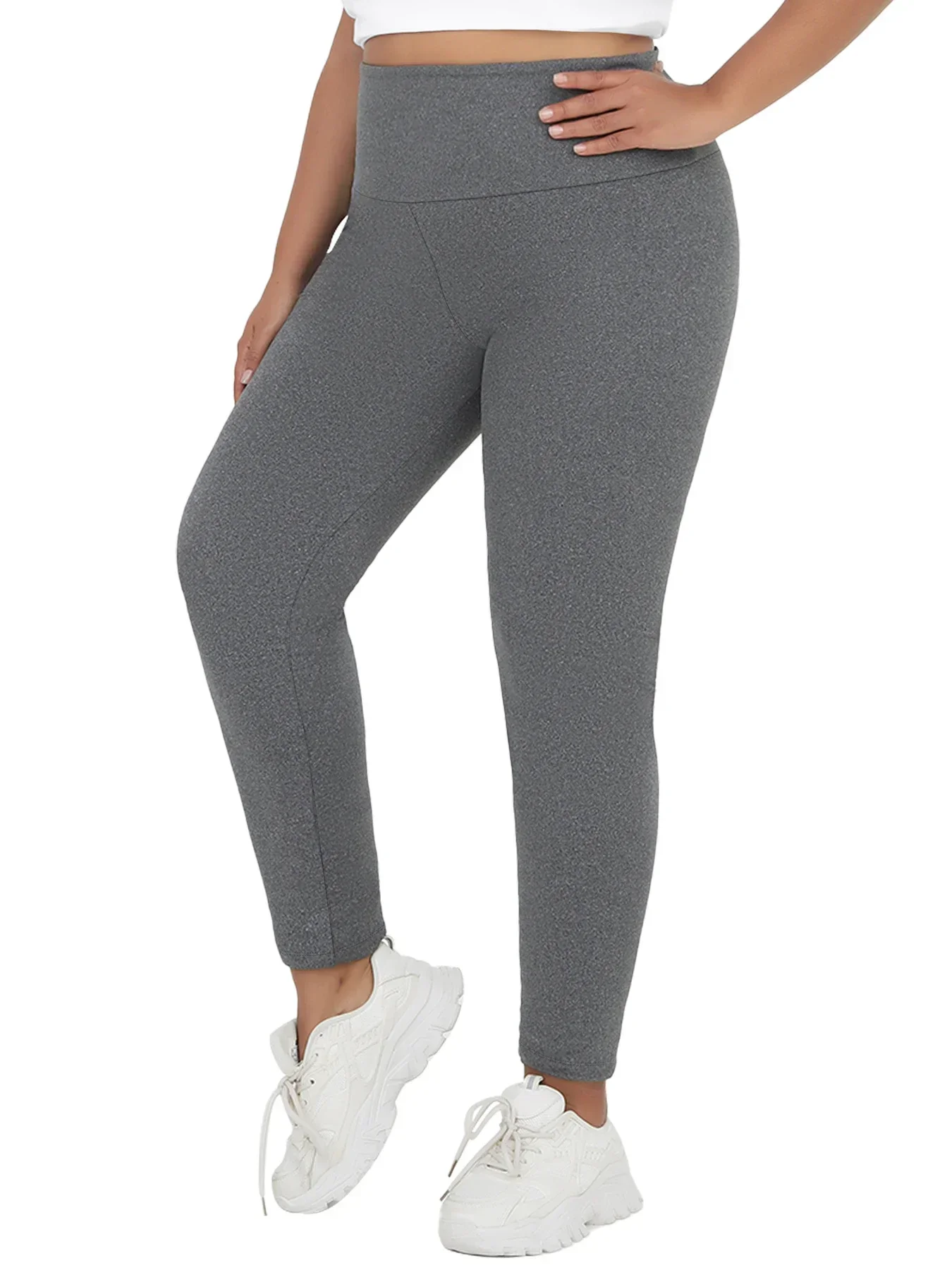 Übergrößen-Leggings mit superweichem Fleecefutter für Damen, Thermo-Warmhosen für Workout, Yoga und Laufen im kalten Winter. – Detail 13