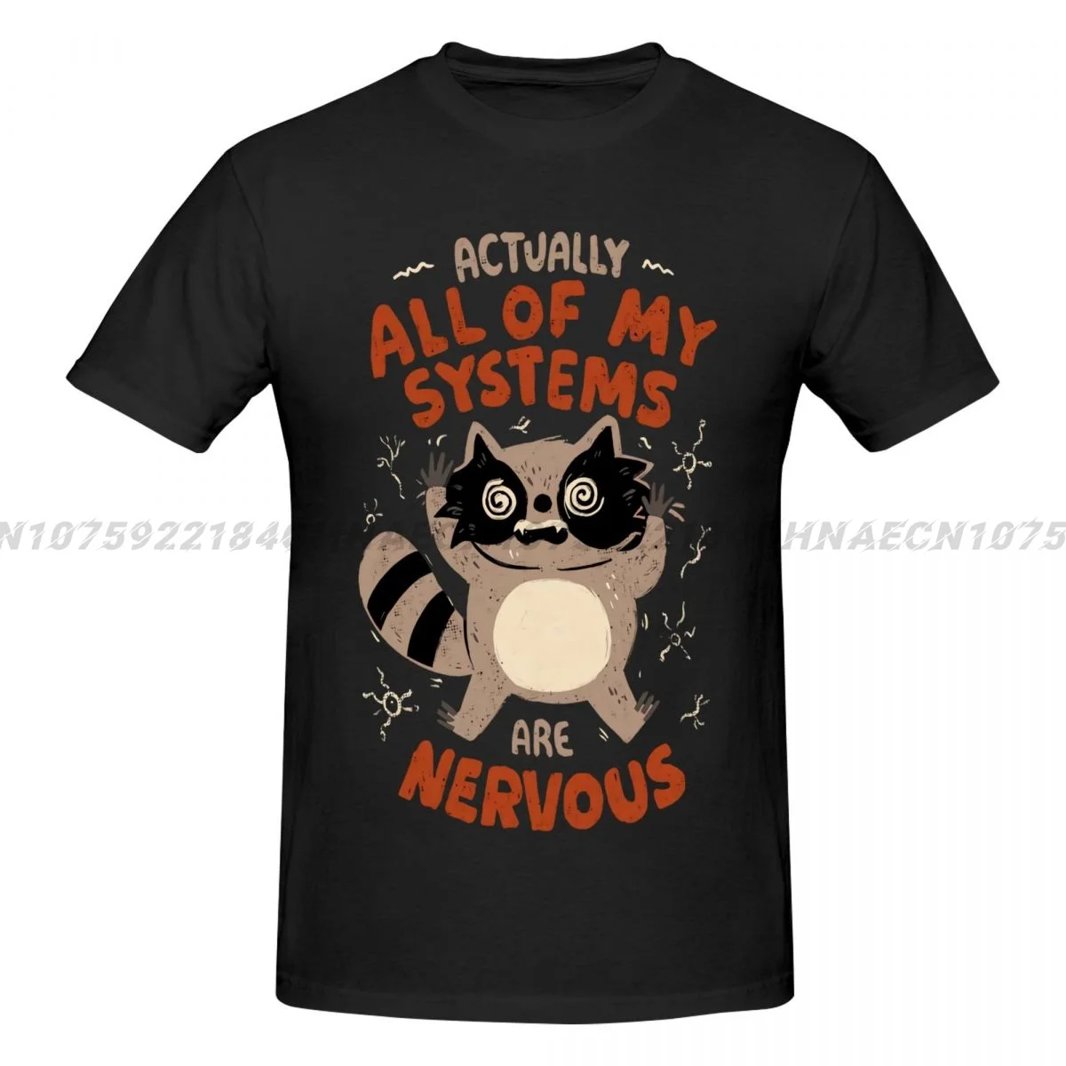 Actually All Of My System Are Nervous 2024 Summer New Men's Tshirt Print Short Sleeve Loose Fashion Brand Couple High Street Top