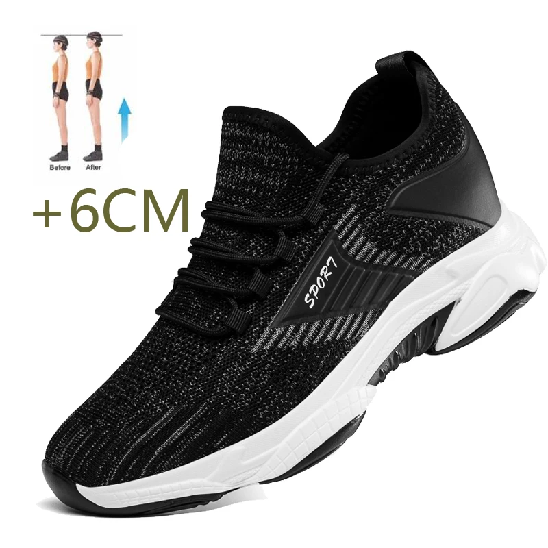 Autumn Men Sneakers Elevator Shoes Breathable Casual Hidden 6cm Heels Height Increasing Shoes Breathable Mesh Shoes Taller Male